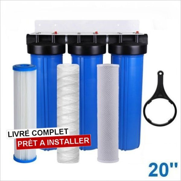 Unité de pré-filtration UV 3 filtres 20 pouces